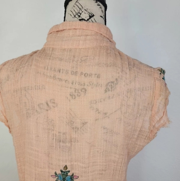 Free People One Papercur Shirt Dress Medium Gauze Sheer Cottagecore Beachy - Picture 6 of 11